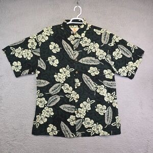 Pineapple Moon Hawaiian Shirt Mens XL Green Button Up Floral Aloha Summer Travel